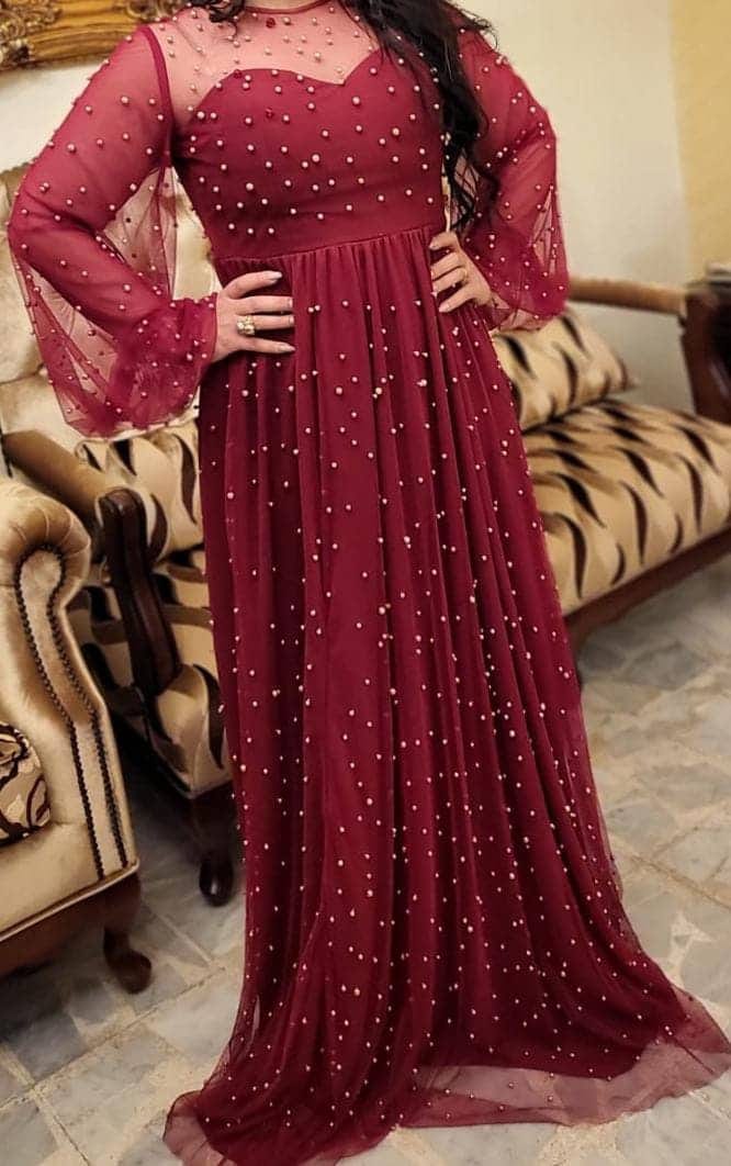 فستان بوردو تول 