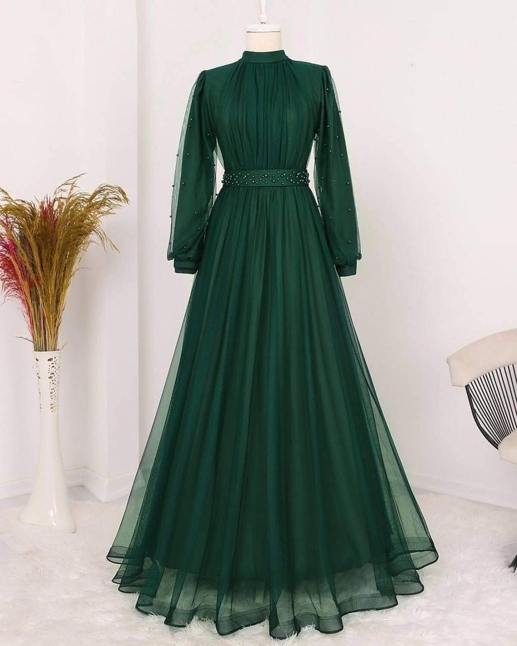 فستان زيتي تول